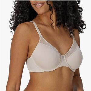Bali One Smooth U Ultra Light Illusion Neckline Underwire Bra 42C In Sandshell